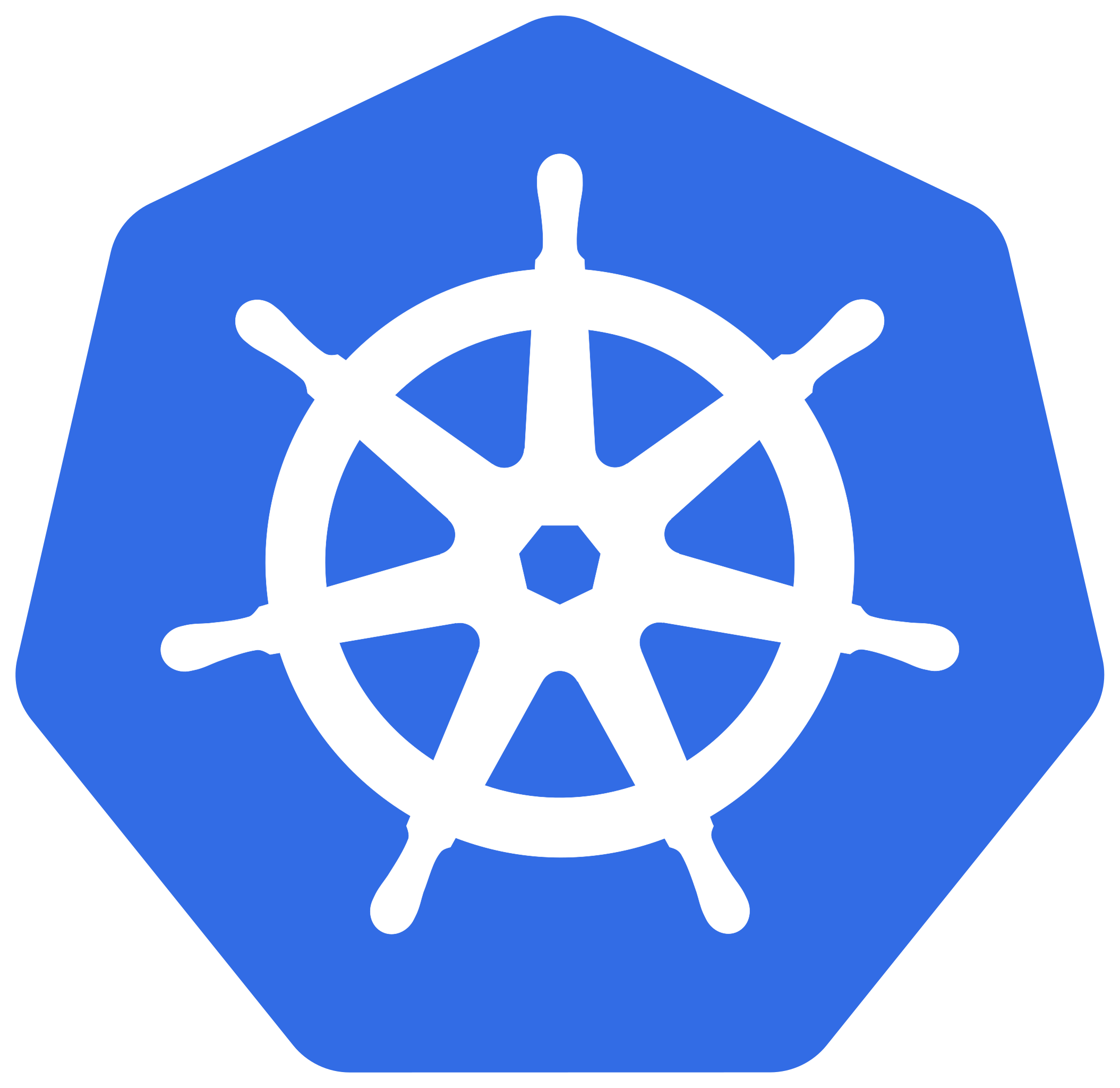 The Kubernetes (a contain orchestrator) logo